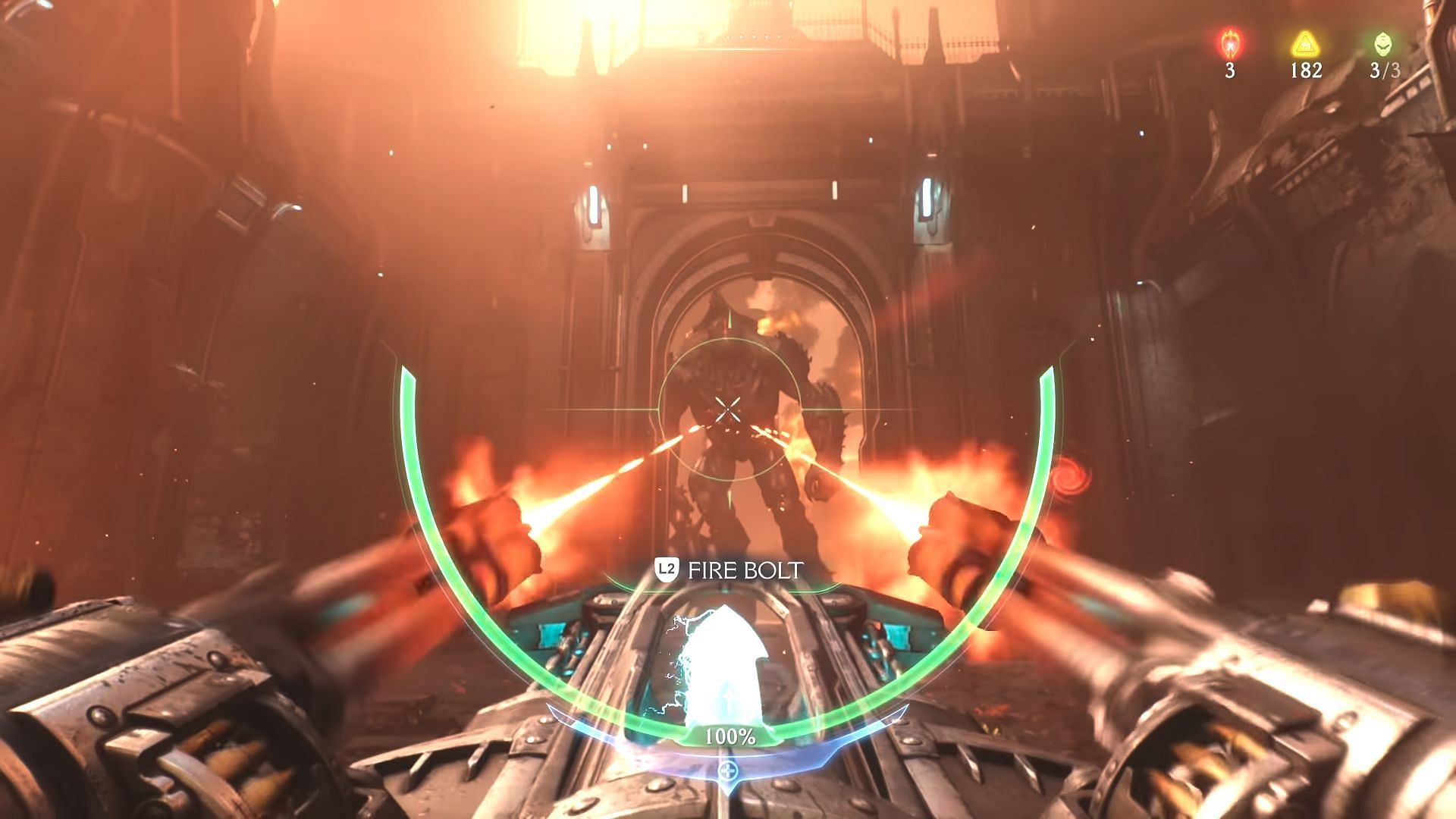 Firing the courtyard turret in Siege - Part 2 (Image via Sportskeeda Gaming || Bethesda Softworks)